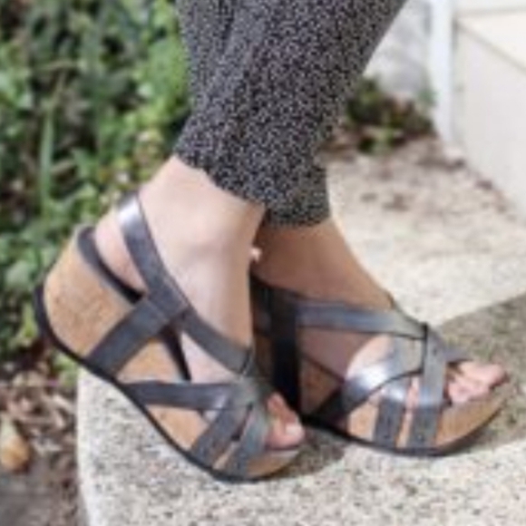 Bussola Formentera Cross Straps Wedge Sandals Atlantic Silver size 37 - Picture 2 of 5